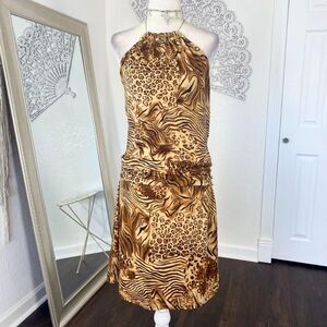 Roberto Cavalli 2007 Archive Halter Dress L | Y2K Designer | Flawed | Altered